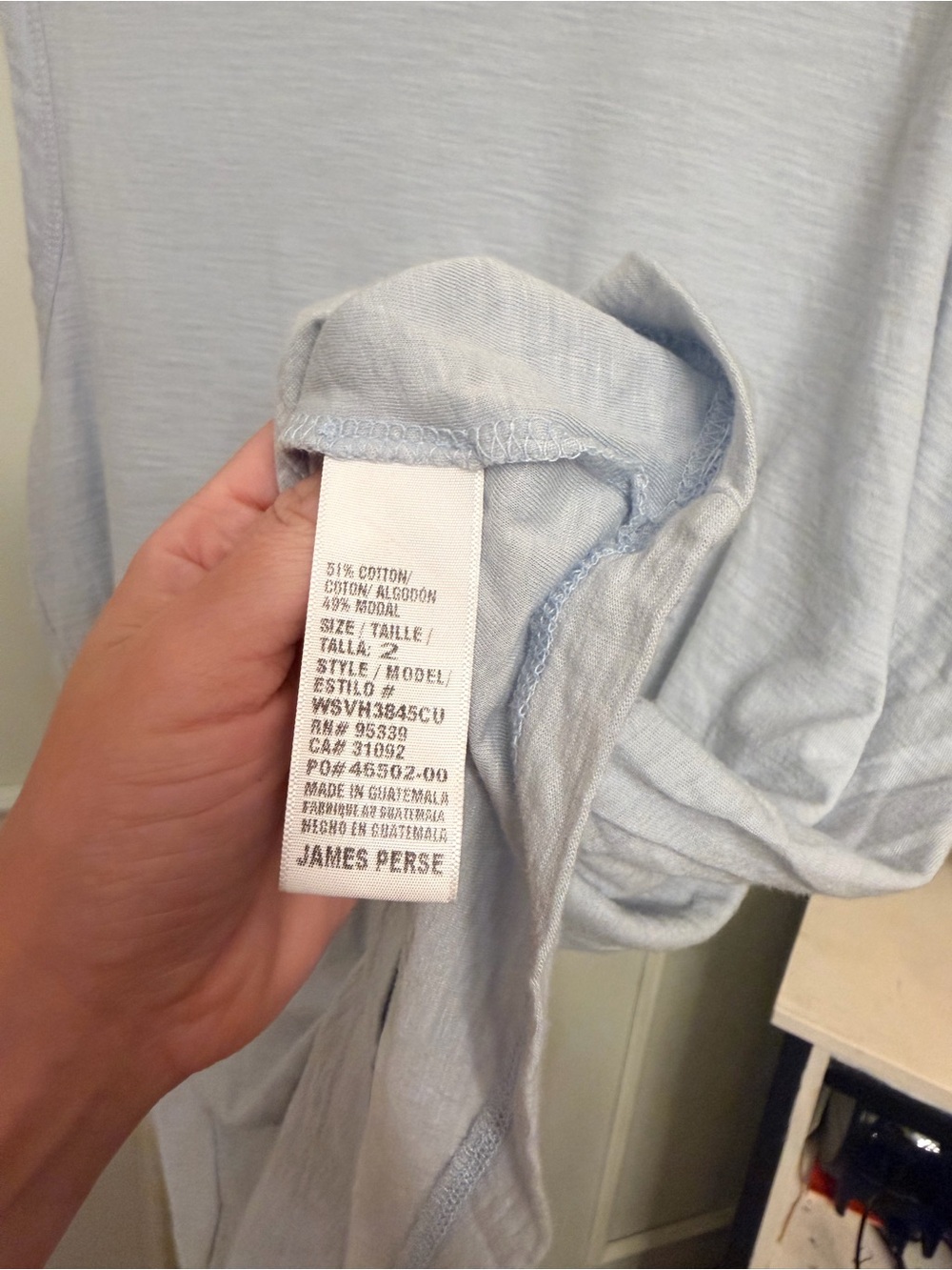 James Perse Cotton Tank Sleeveless Light Blue/Grey Slub MSRP $118 - Picture 4 of 5